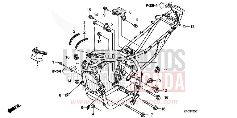 RAHMENKOERPER (XL125V7/8) von Varadero 125 CHEVALIER SILVER METALLIC (NHA83) von 2008
